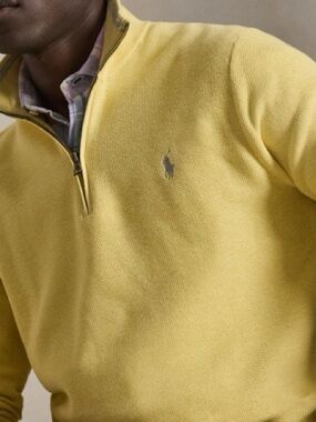 VTG Polo Ralph Lauren Mustard Yellow Quarter Zip Sweater 🔥